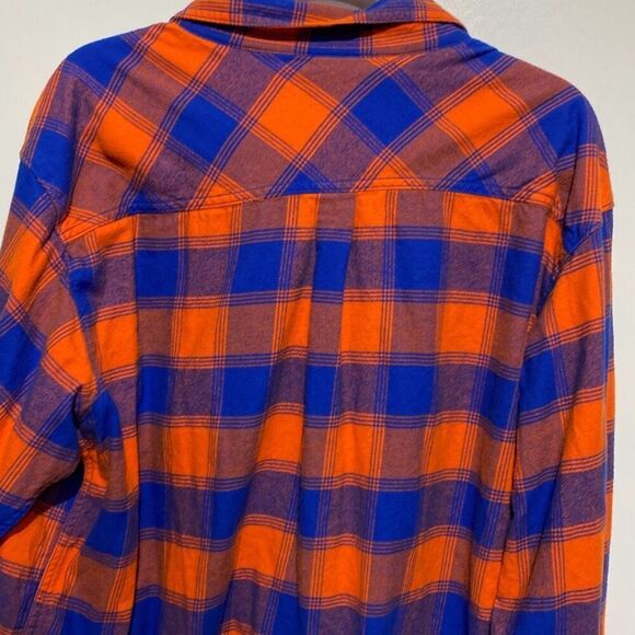 Columbia Men's Orange Blue Plaid CLG Flare Gun Flannel Button-Up Shirt Size 2XL - Picture 8 of 11